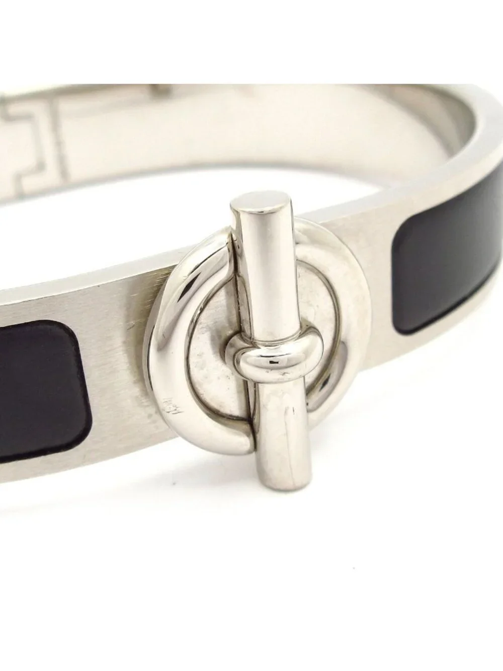 Hermes Bangle Click Glenan Silver Black Bracelet